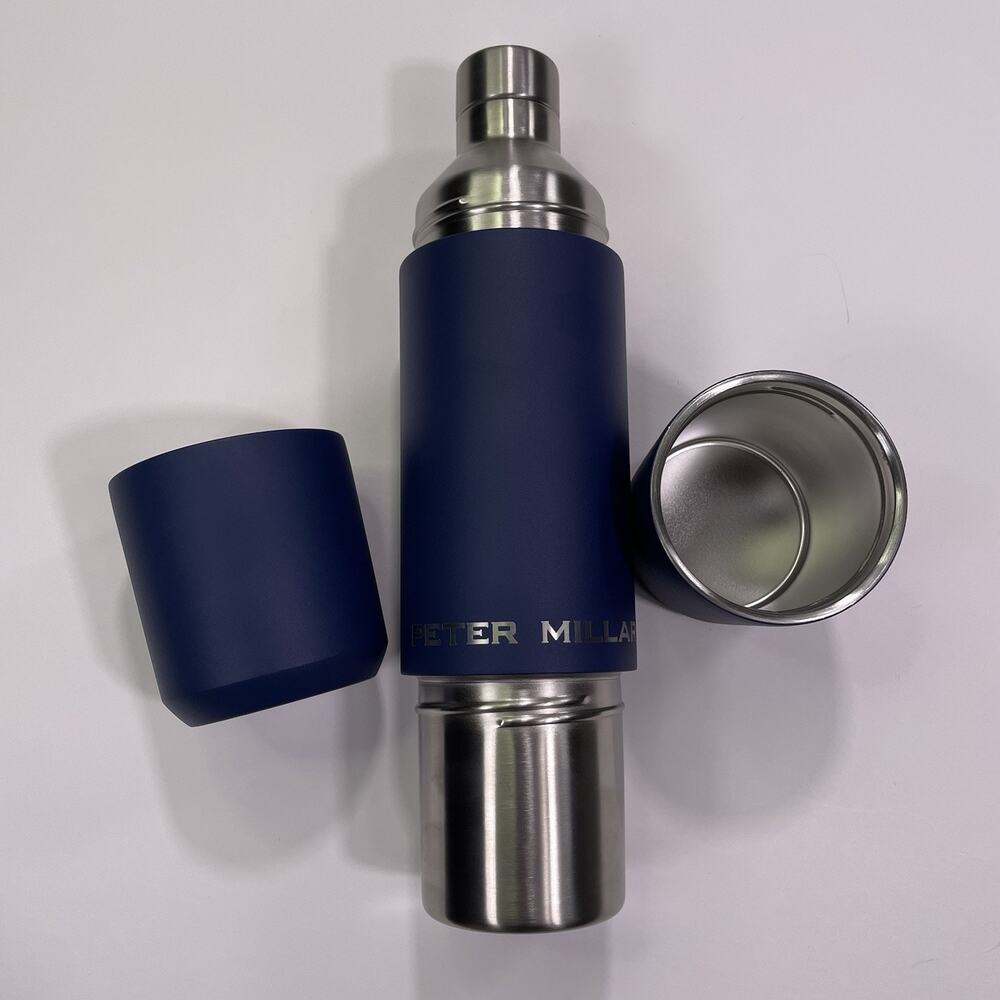 Peter Millar Navy Insulated Stainless Steel Beverage Container Two Cups